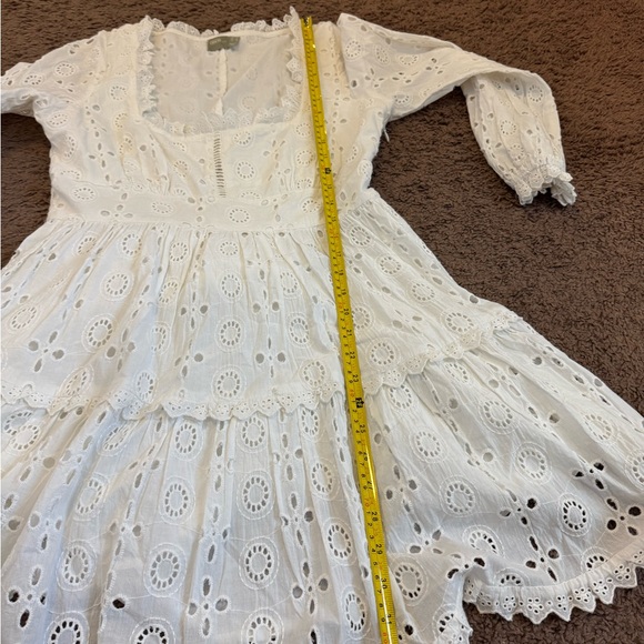 ASOS White Broderie Anglaise Dress Fit Flare Mini Square Neck Cotton 8 NEW - Picture 7 of 9